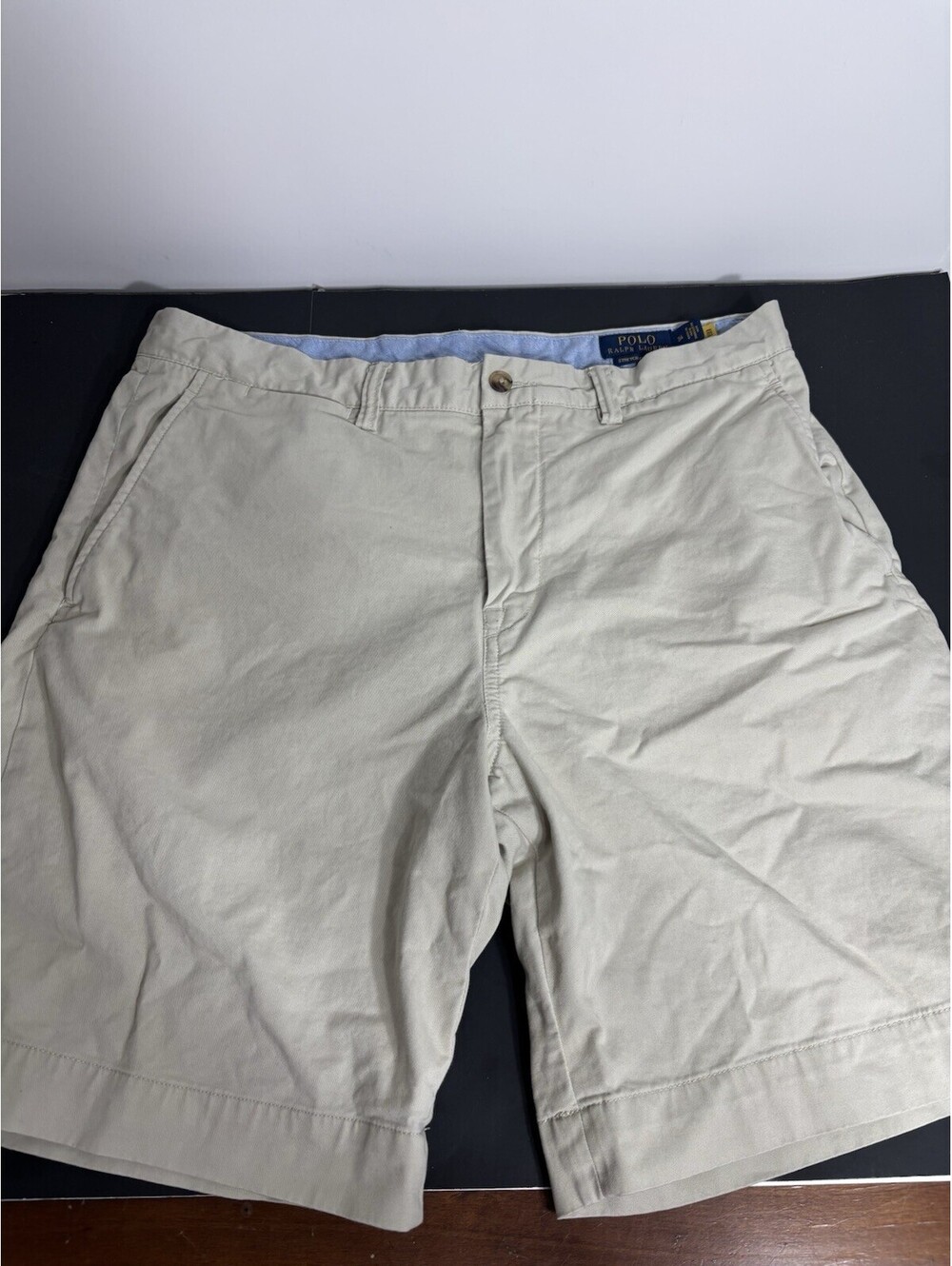 Polo Ralph Lauren Mens Tan Khaki Stretch Classic Fit Chino Shorts Size 34